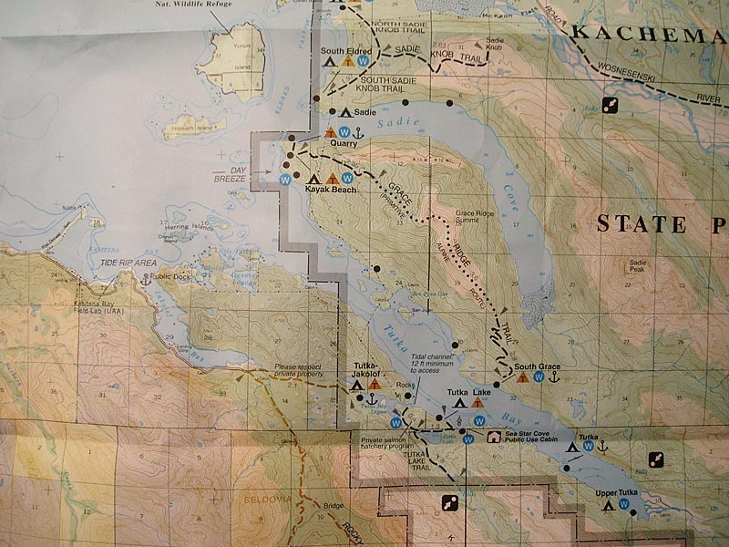 Kachemak Bayを初めとするエリアの地図