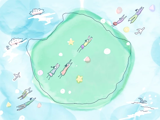 エコツアーガイドが解説する「屋久島の楽しみ方」をイメージした屋久島のかわいいイラスト